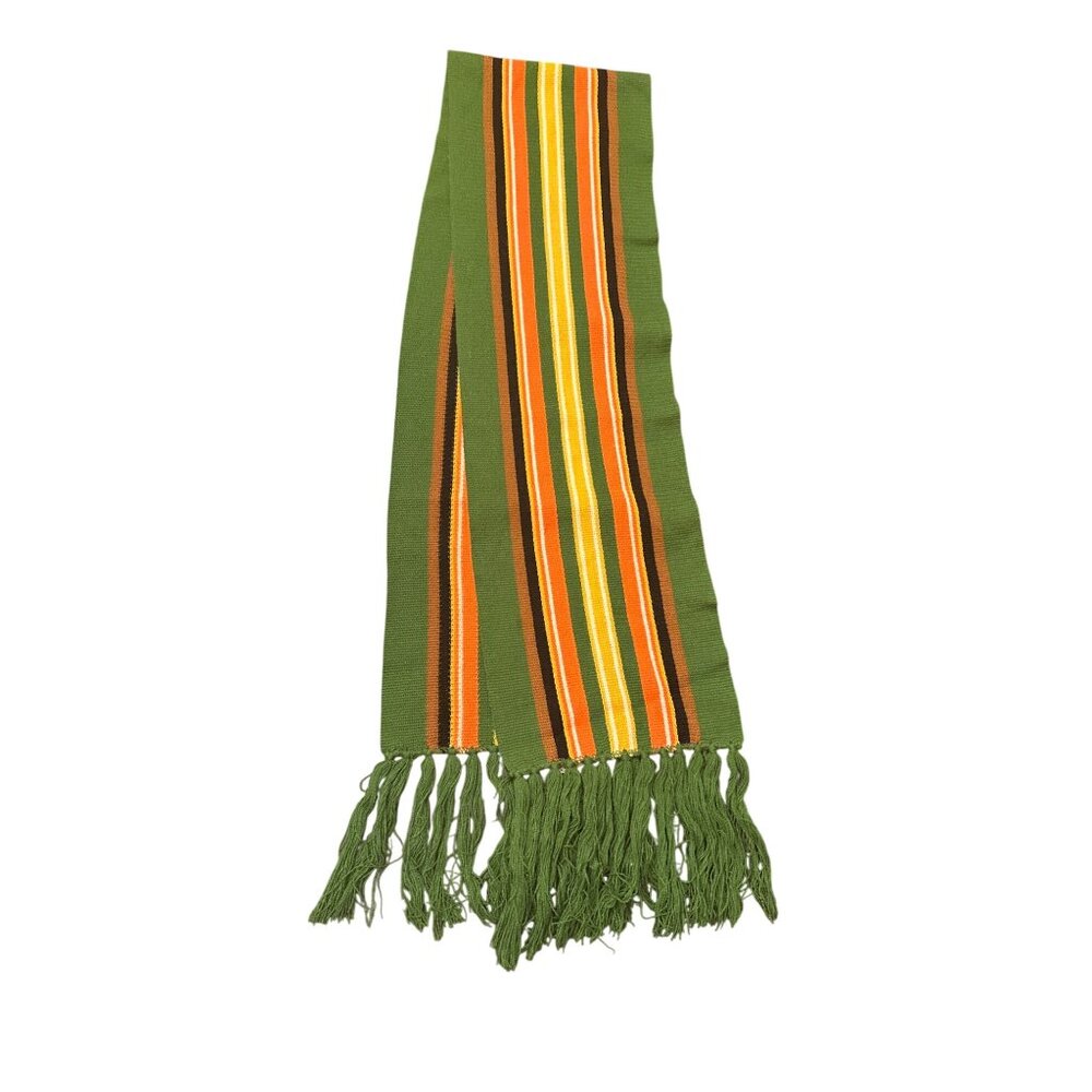 Vintage Acrylic Striped Scarf With Fringe Made In Japan Retro Colorful